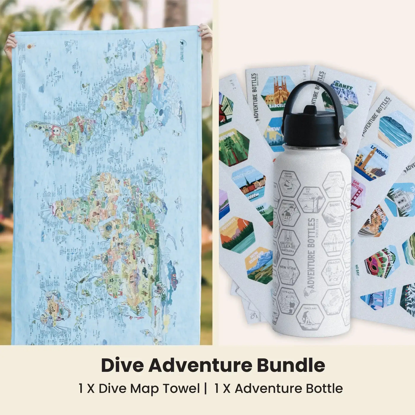 Dive Map Towel & Bottle Bundle