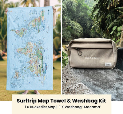 Surftrip Map Towel & Washbag Kit