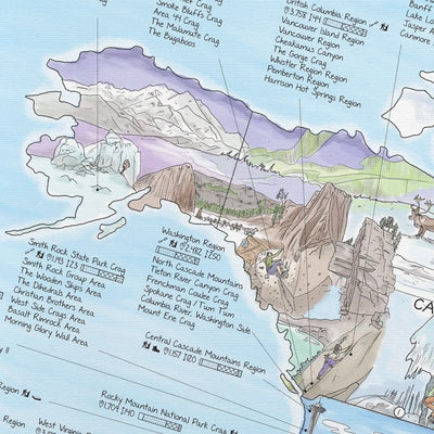 Close-up of the Climbing Map canvas highlighting icons on type of climb and heights