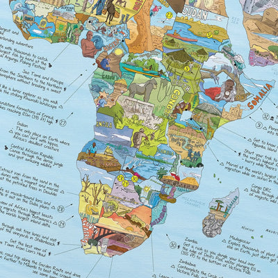 Close-up of the Bucketlist Map canvas highlighting icons on festivals and adventures.