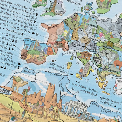 Close-up of the Hiking Map canvas highlighting icons on landscape and trail length