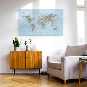 Bucketlist Map canvas displayed in an apartment.