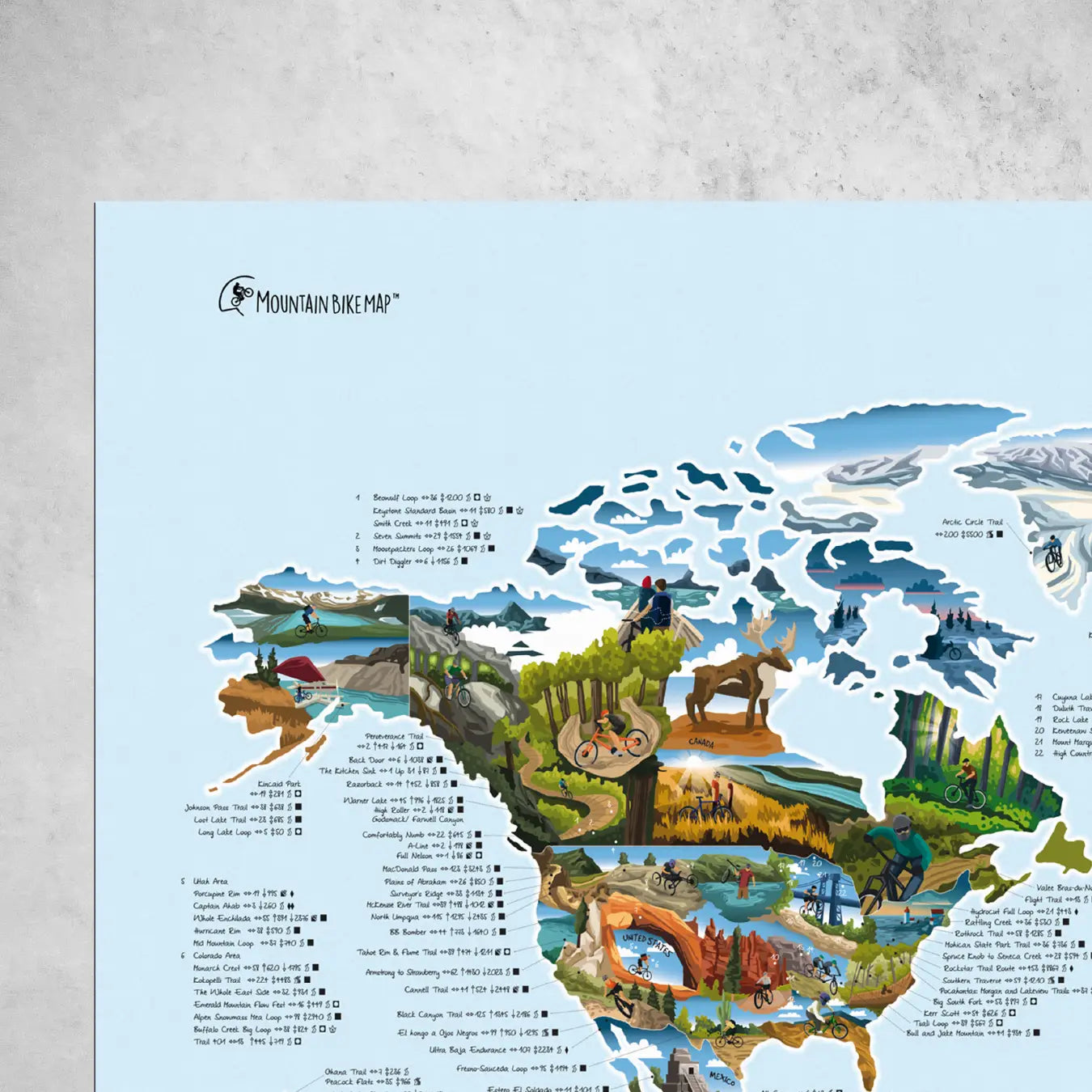 Mountain Bike Map - Best MTB Trails - Poster