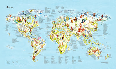 Full view of the Golf Map poster showing detailed golf courses worldwide