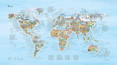 Full view of the Hiking Map poster showing detailed hiking trails worldwide