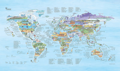 Full view of the Kitesurf Map poster showing detailed kitesurf spots worldwide