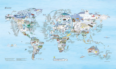 Full view of the Snowtrip Map poster showing detailed ski and snowboard resorts worldwide