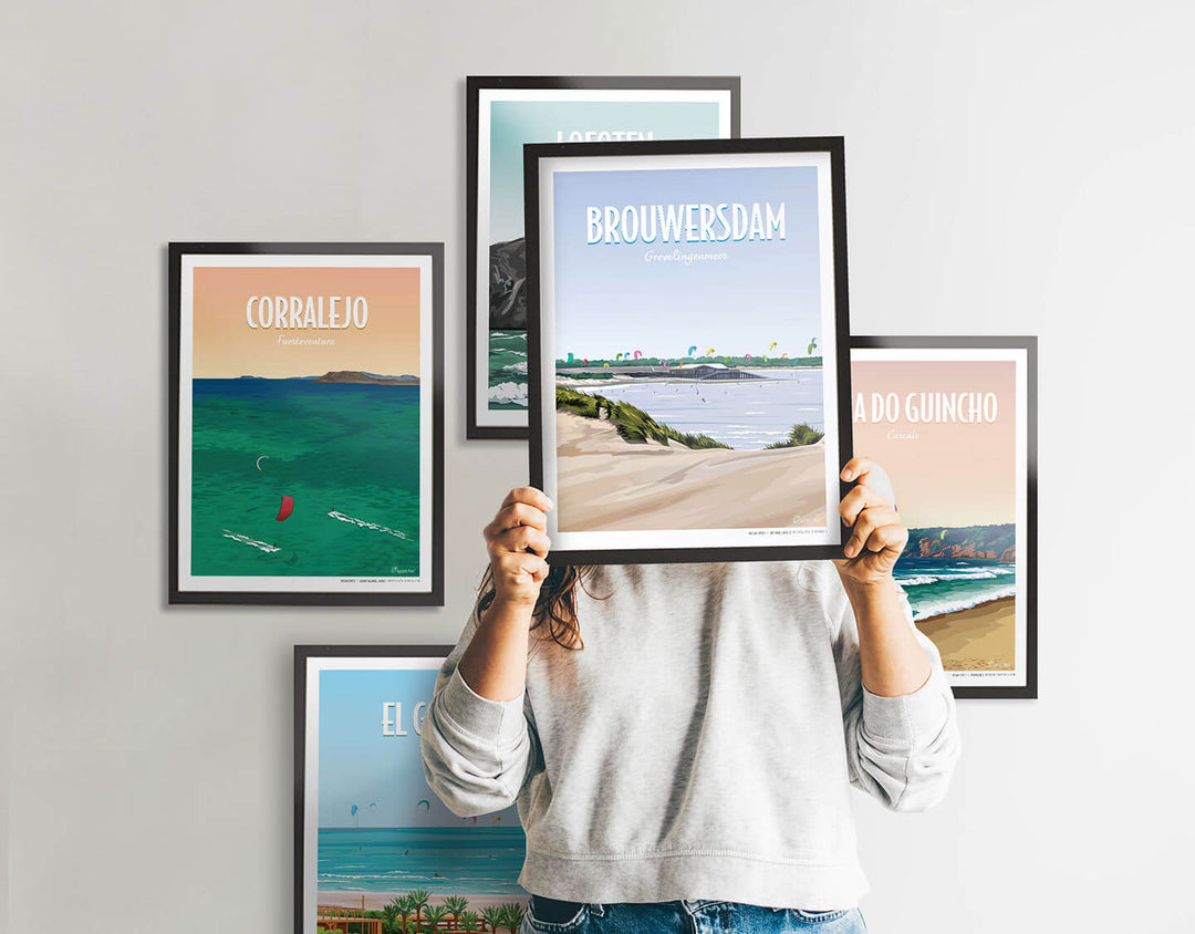 Brouwersdam - Awesome Maps Kitesurf Travel Poster - Dream Spots