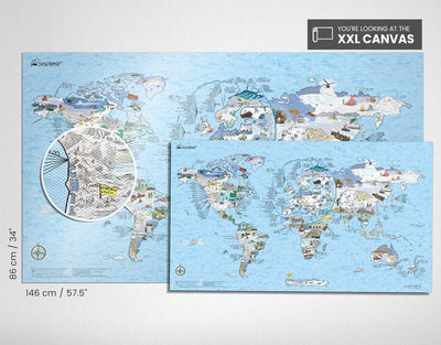 image of snowtrip canvas world map skiing